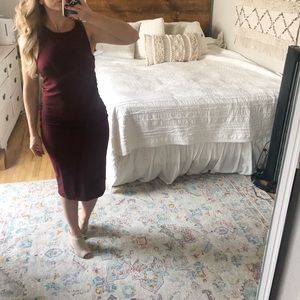 Burgundy Cotton On Midi Dress